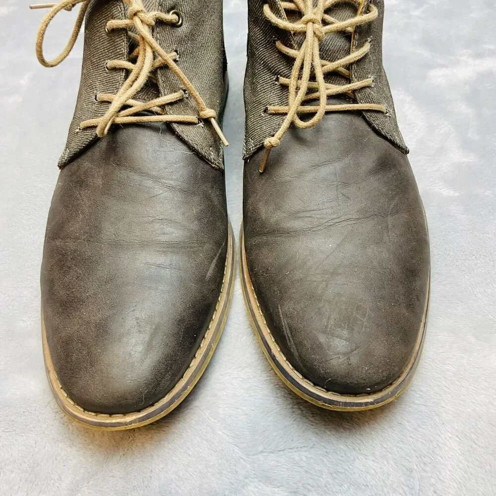 Seven 91 Mens Droalle Chukka Boots 10.5 Gray 2 Tone Nubuck Leather Canvas Lace